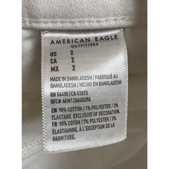American Eagle Super Stretch White Distressed Denim Shorts Women’s 2 High Rise - Picture 5 of 5